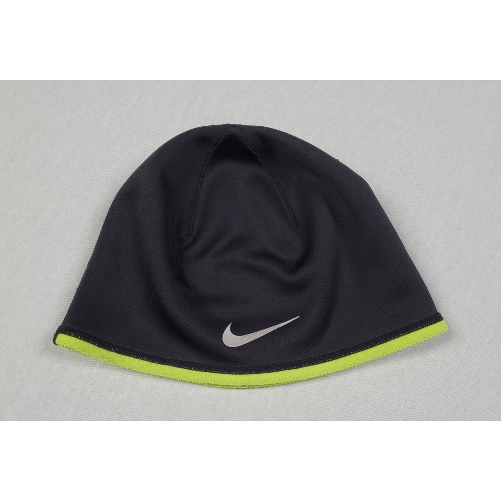 Nike Therma-FIT Reversible Running Beanie Skull Cap Hat Black Volt Neon Green OS